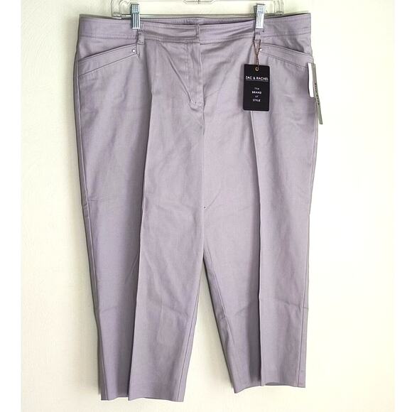 Zac & Rachel Capri Pants Women's Size 16 Silver/Gray Slim Crop Sateen New - Picture 4 of 14